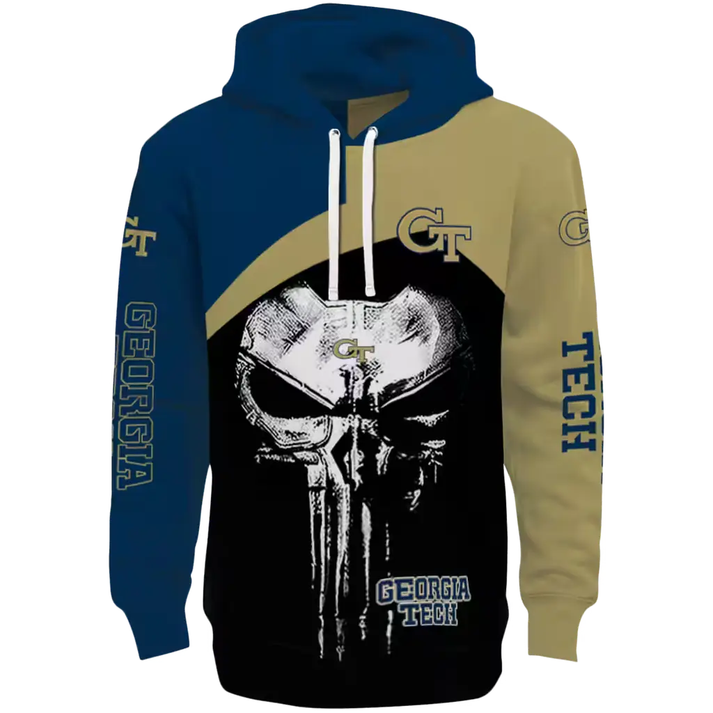 georgia tech yellow jackets skull punisher blue black hoodie best selling georgia tech yellow jackets skull punisher blue black hoodie best selling