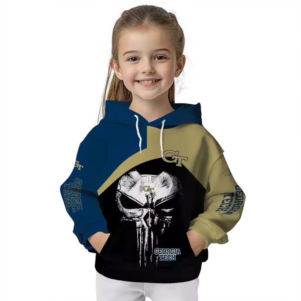 georgia tech yellow jackets skull punisher blue black hoodie top rated georgia tech yellow jackets skull punisher blue black hoodie top rated