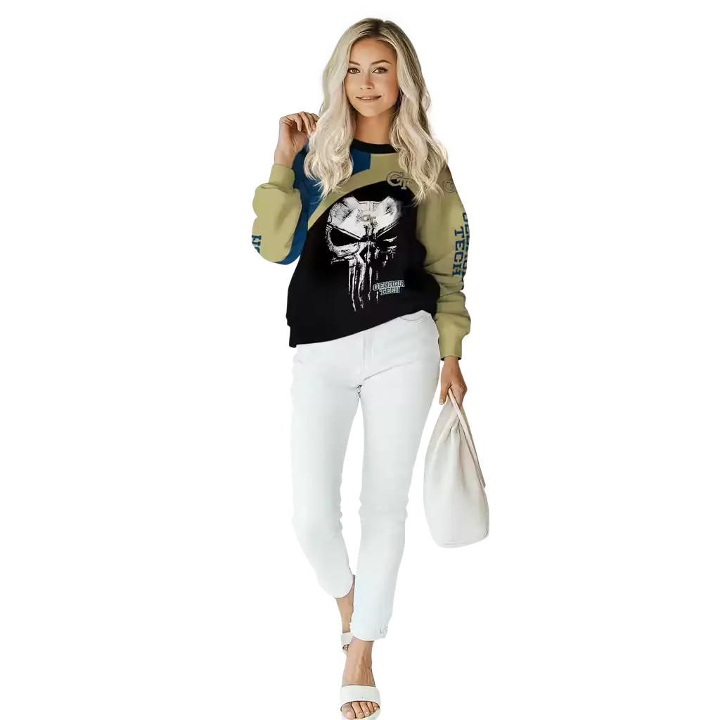 georgia tech yellow jackets skull punisher blue black hoodie trendy georgia tech yellow jackets skull punisher blue black hoodie trendy