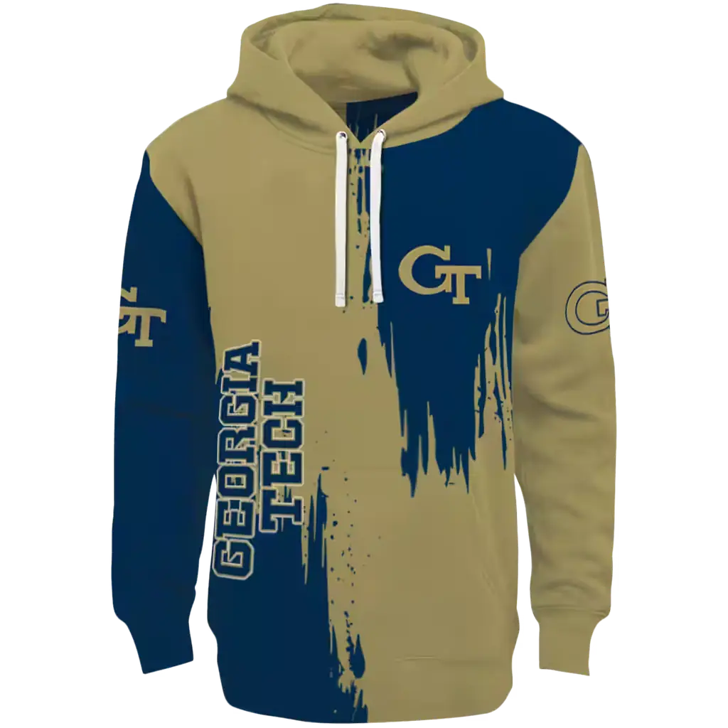 georgia tech yellow jackets splatter effect gold hoodie best selling georgia tech yellow jackets splatter effect gold hoodie best selling