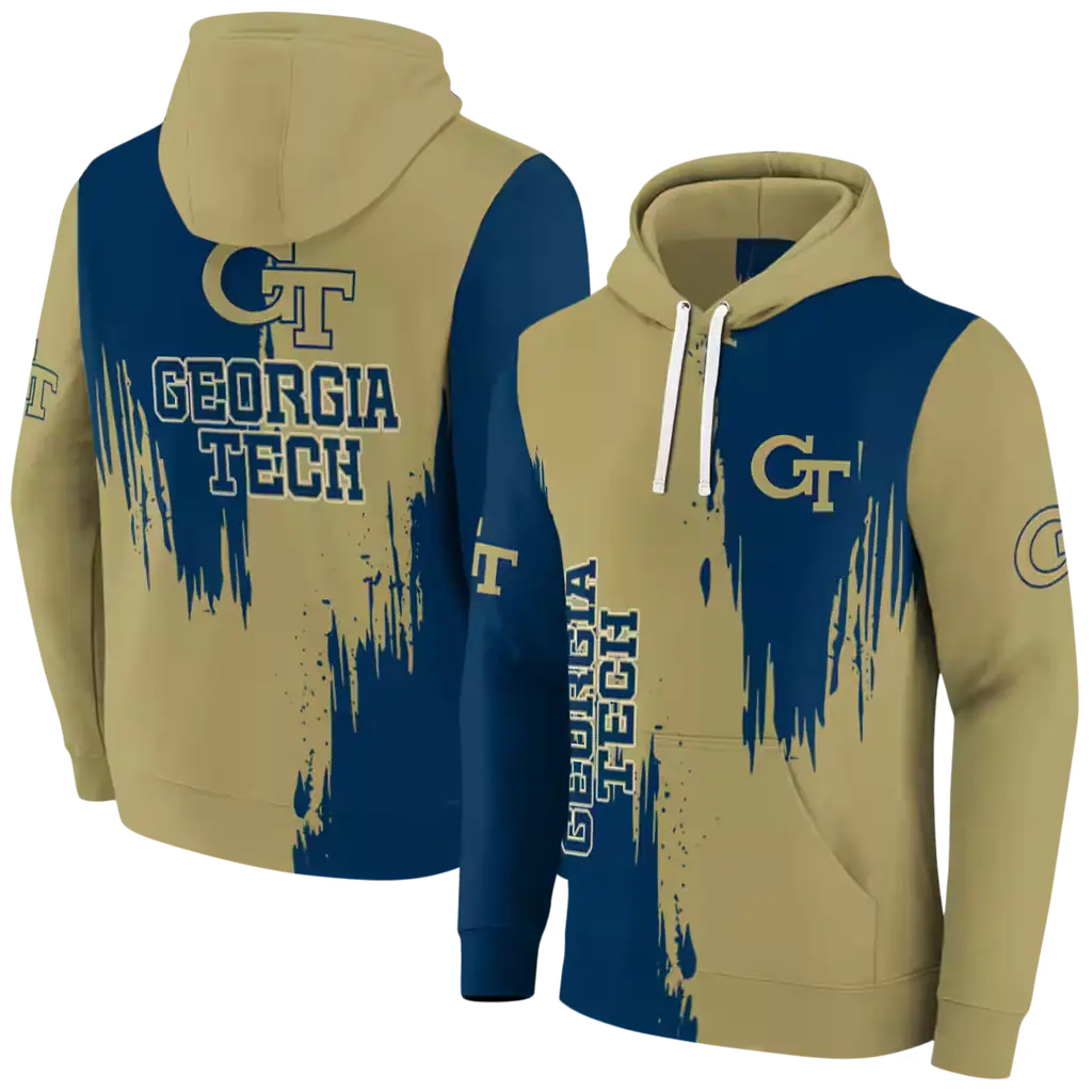 georgia tech yellow jackets splatter effect gold hoodie fashion forward georgia tech yellow jackets splatter effect gold hoodie fashion forward