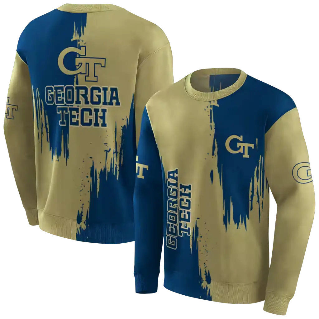 georgia tech yellow jackets splatter effect gold hoodie premium grade georgia tech yellow jackets splatter effect gold hoodie premium grade