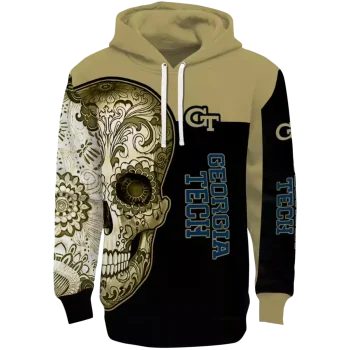 georgia tech yellow jackets sugar skull gold black hoodie best selling