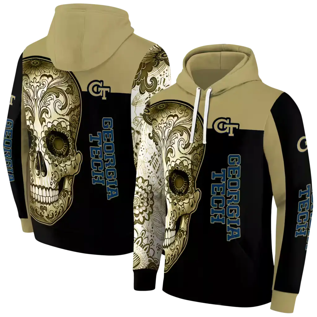 georgia tech yellow jackets sugar skull gold black hoodie fashion forward georgia tech yellow jackets sugar skull gold black hoodie fashion forward