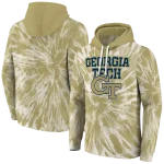 georgia tech yellow jackets tie dye pattern gold hoodie best selling