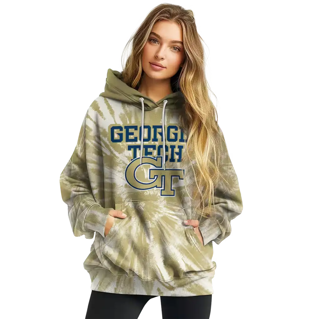 georgia tech yellow jackets tie dye pattern gold hoodie high quality georgia tech yellow jackets tie dye pattern gold hoodie high quality
