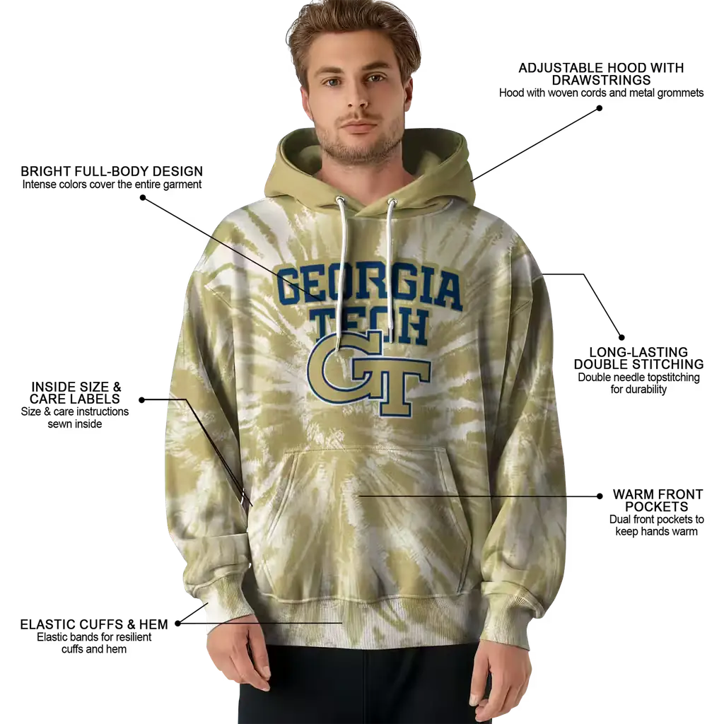 georgia tech yellow jackets tie dye pattern gold hoodie latest model georgia tech yellow jackets tie dye pattern gold hoodie latest model