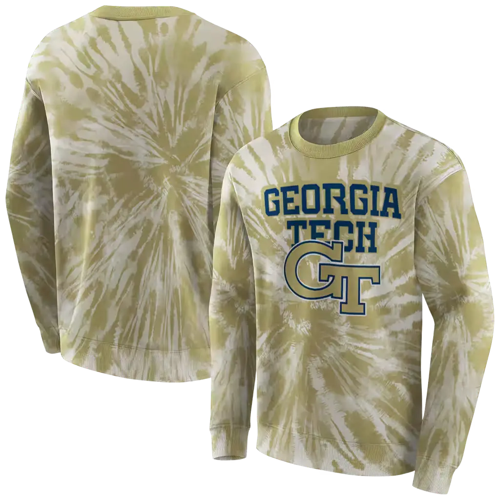georgia tech yellow jackets tie dye pattern gold hoodie premium grade georgia tech yellow jackets tie dye pattern gold hoodie premium grade