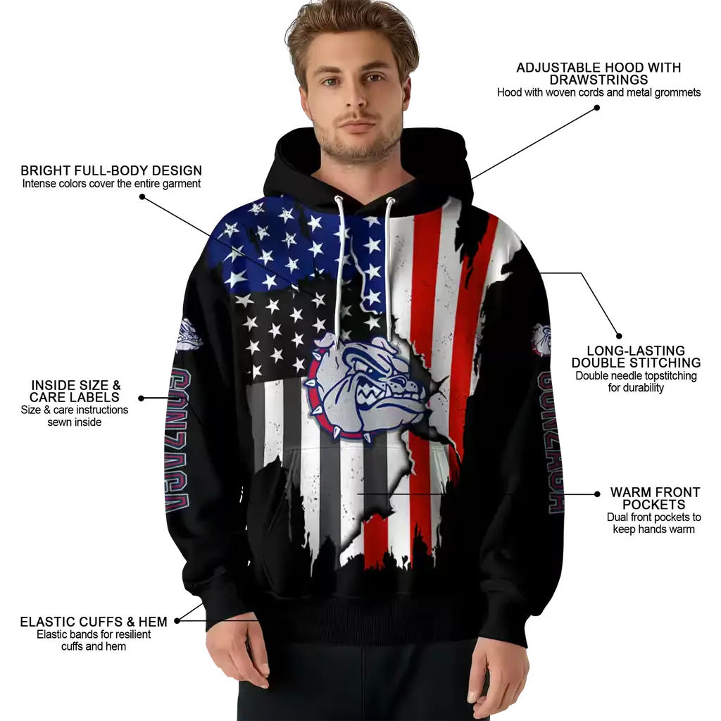 gonzaga bulldogs american pride black hoodie latest model gonzaga bulldogs american pride black hoodie latest model
