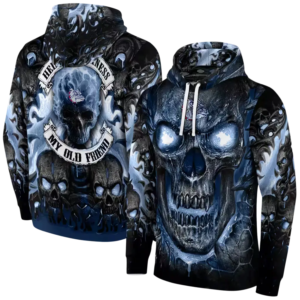 gonzaga bulldogs demonic skull blue black hoodie fashion forward gonzaga bulldogs demonic skull blue black hoodie fashion forward