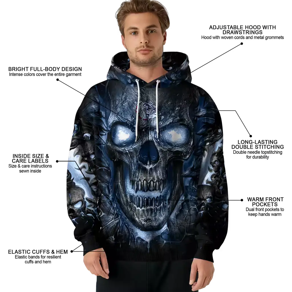 gonzaga bulldogs demonic skull blue black hoodie latest model gonzaga bulldogs demonic skull blue black hoodie latest model