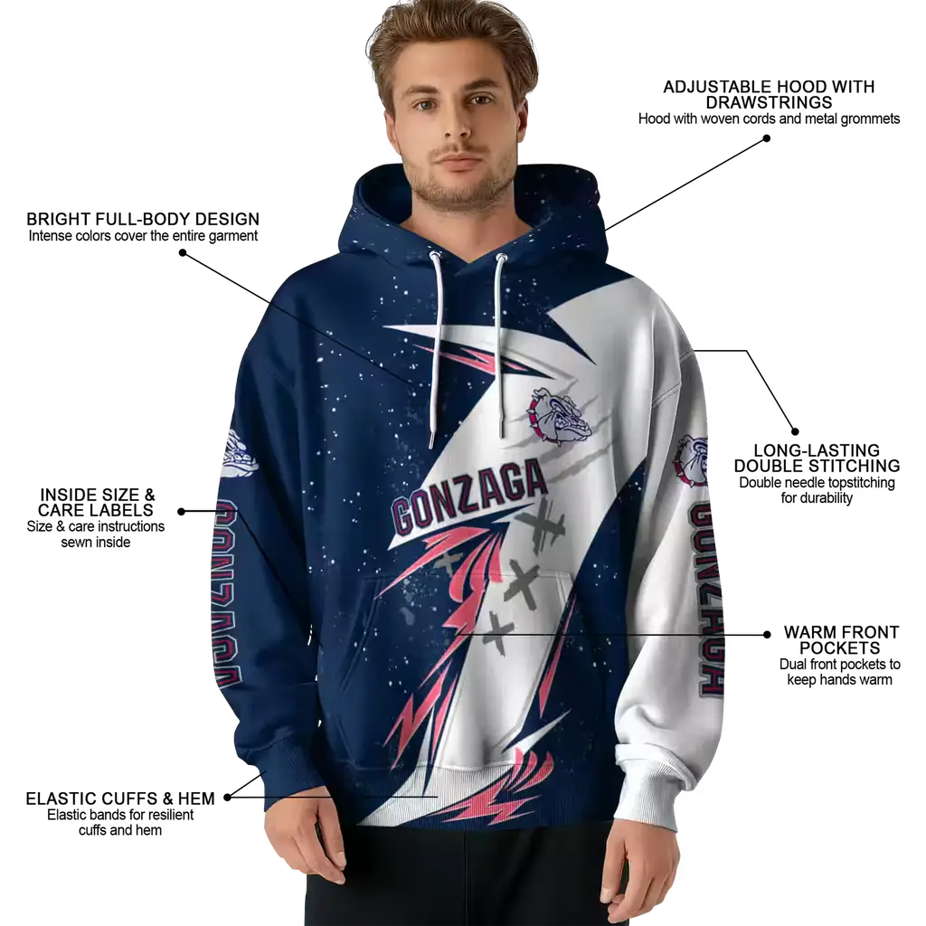 gonzaga bulldogs dynamic slash blue white hoodie latest model gonzaga bulldogs dynamic slash blue white hoodie latest model