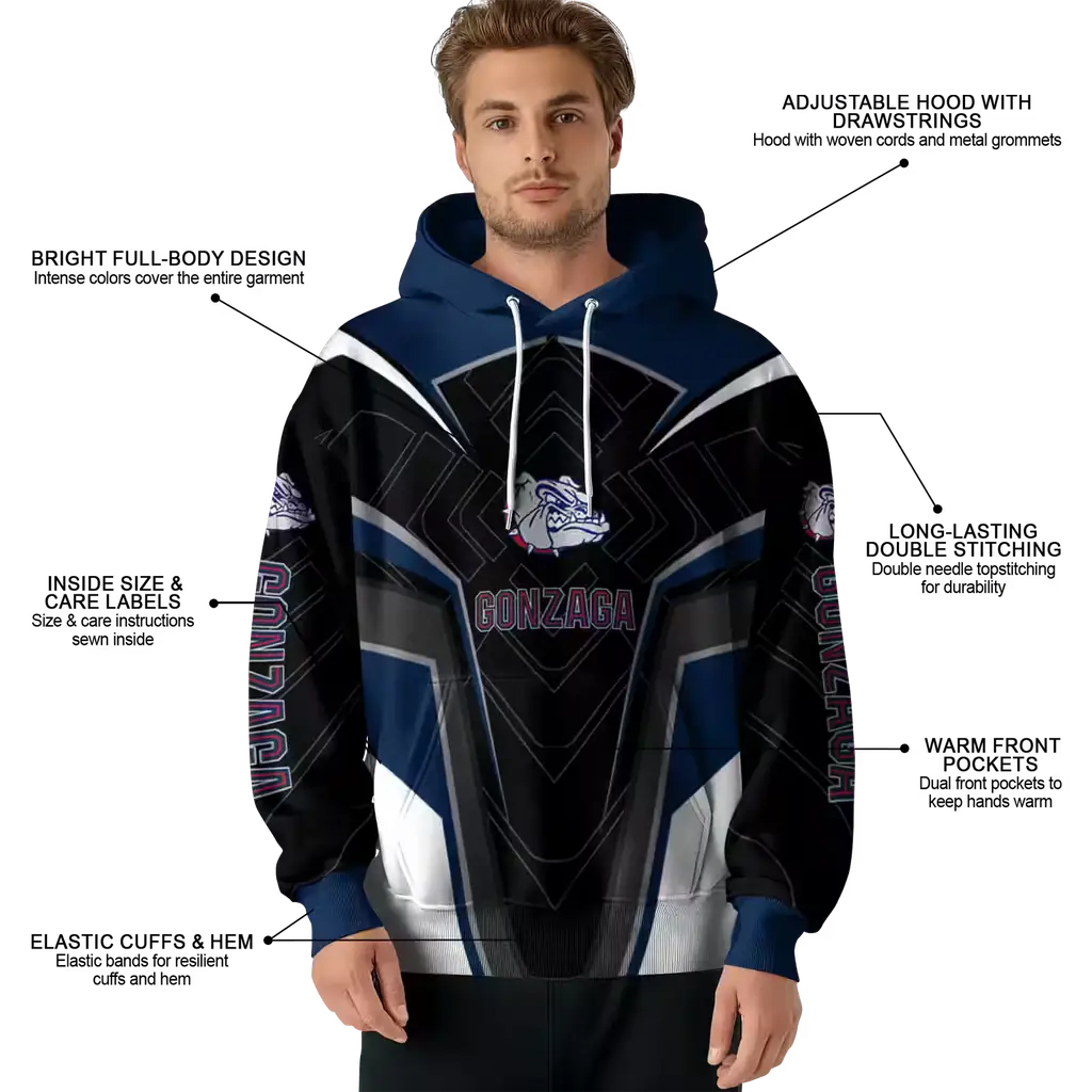 gonzaga bulldogs futuristic pattern blue black hoodie latest model gonzaga bulldogs futuristic pattern blue black hoodie latest model