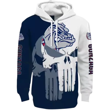 gonzaga bulldogs graphic punisher blue white hoodie best selling