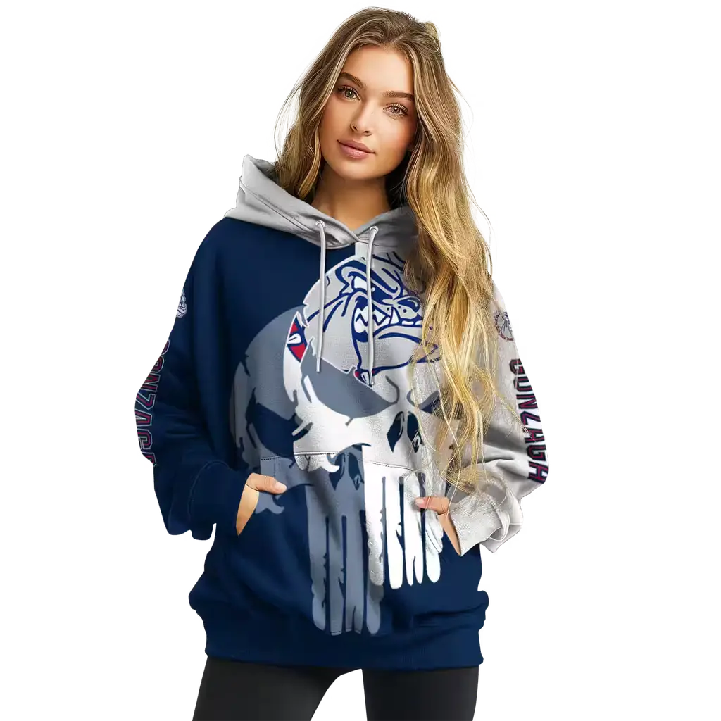gonzaga bulldogs graphic punisher blue white hoodie high quality gonzaga bulldogs graphic punisher blue white hoodie high quality