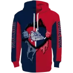 gonzaga bulldogs heartbeat graphic blue hoodie best selling