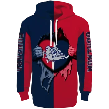 gonzaga bulldogs heartbeat graphic blue hoodie best selling