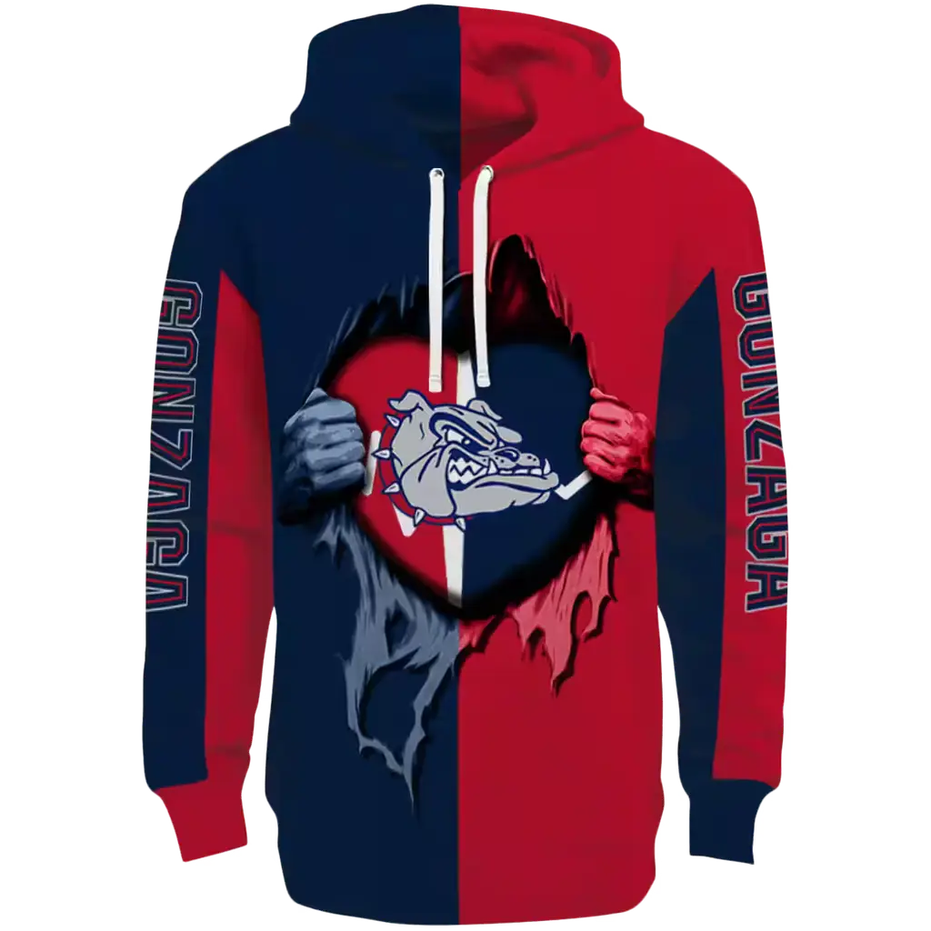 gonzaga bulldogs heartbeat graphic blue hoodie best selling gonzaga bulldogs heartbeat graphic blue hoodie best selling