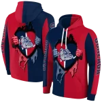 gonzaga bulldogs heartbeat graphic blue hoodie best selling