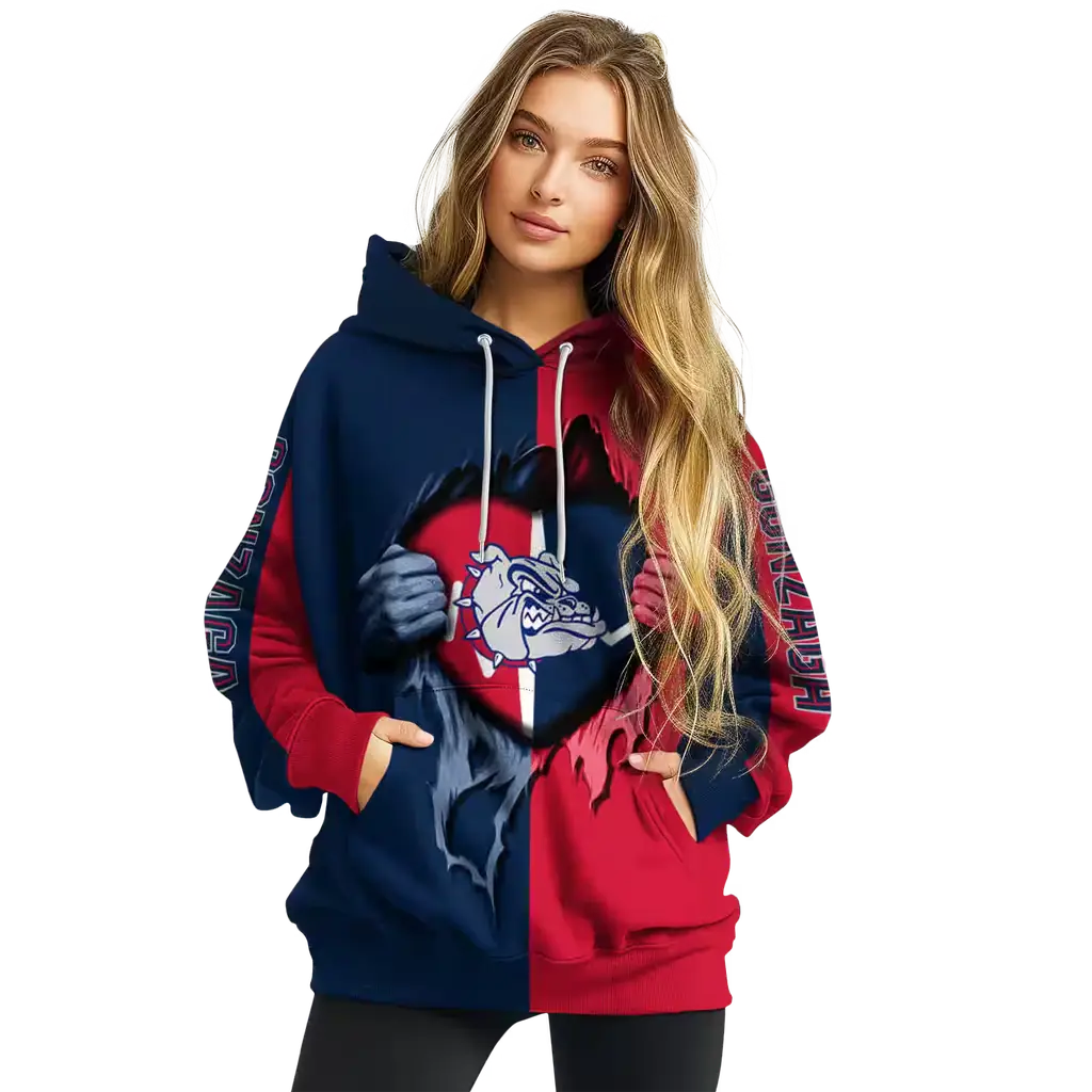 gonzaga bulldogs heartbeat graphic blue hoodie high quality gonzaga bulldogs heartbeat graphic blue hoodie high quality