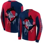 gonzaga bulldogs heartbeat graphic blue hoodie best selling