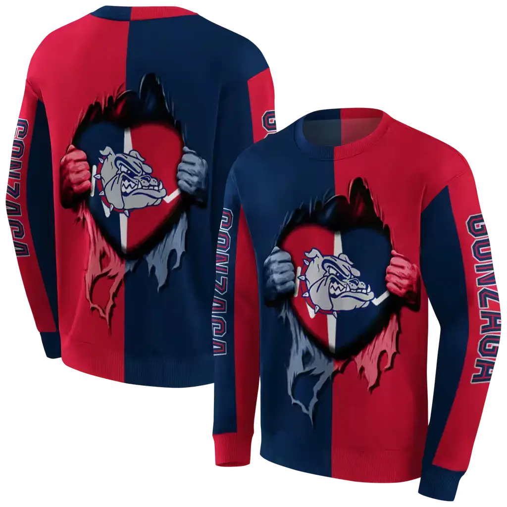 gonzaga bulldogs heartbeat graphic blue hoodie premium grade gonzaga bulldogs heartbeat graphic blue hoodie premium grade