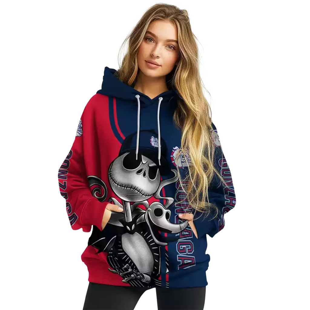 gonzaga bulldogs jack skellington blue hoodie high quality gonzaga bulldogs jack skellington blue hoodie high quality