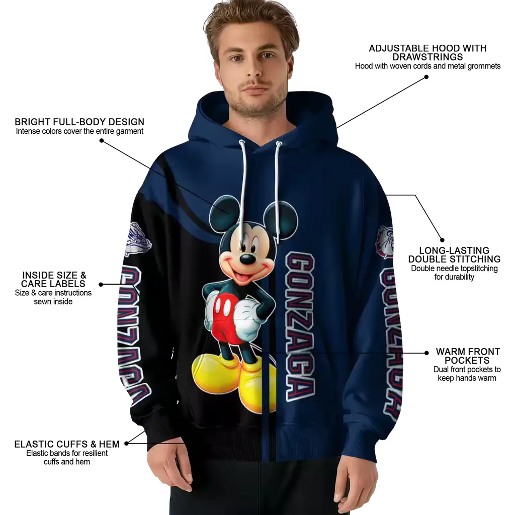 gonzaga bulldogs mickey mouse blue black hoodie latest model gonzaga bulldogs mickey mouse blue black hoodie latest model