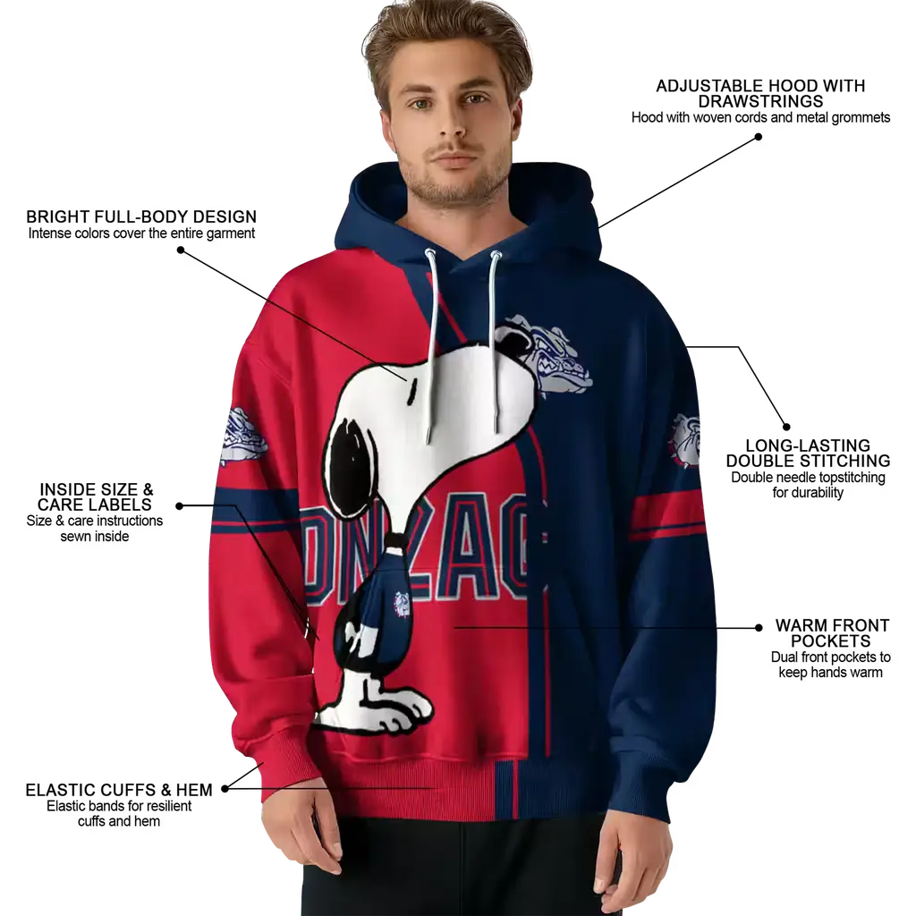 gonzaga bulldogs playful snoopy blue hoodie latest model gonzaga bulldogs playful snoopy blue hoodie latest model