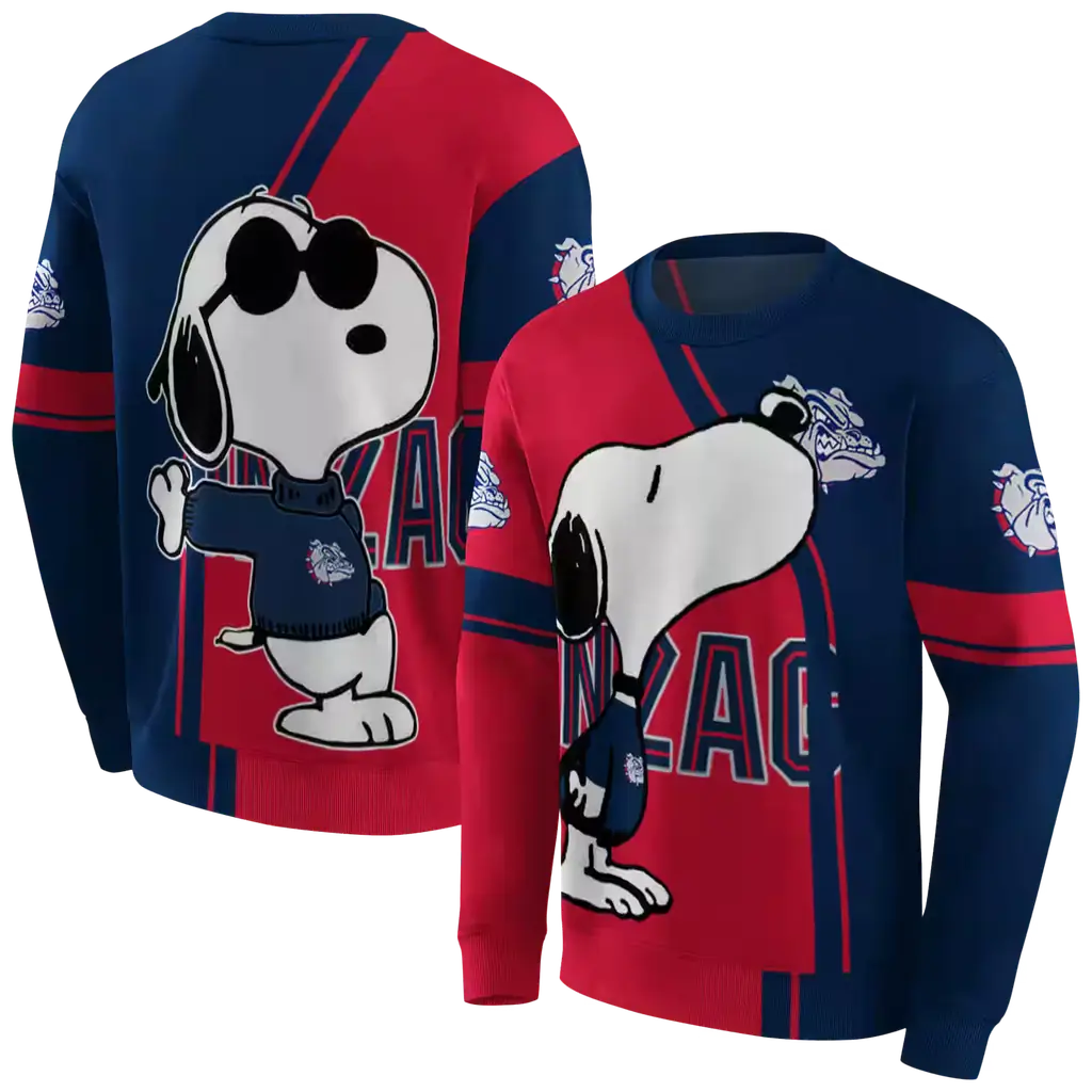 gonzaga bulldogs playful snoopy blue hoodie premium grade gonzaga bulldogs playful snoopy blue hoodie premium grade