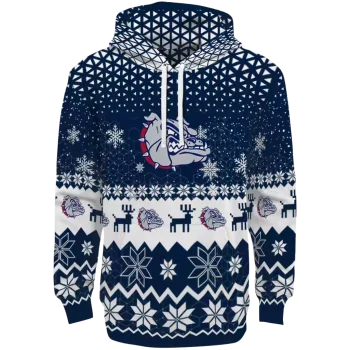gonzaga bulldogs reindeer motif blue hoodie best selling