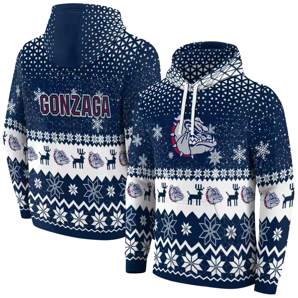 gonzaga bulldogs reindeer motif blue hoodie fashion forward gonzaga bulldogs reindeer motif blue hoodie fashion forward