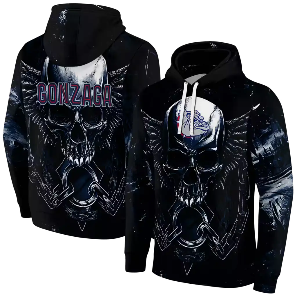 gonzaga bulldogs skull artwork blue black hoodie fashion forward gonzaga bulldogs skull artwork blue black hoodie fashion forward