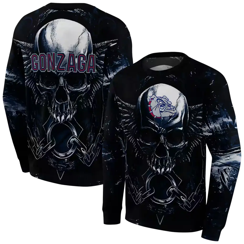 gonzaga bulldogs skull artwork blue black hoodie premium grade gonzaga bulldogs skull artwork blue black hoodie premium grade