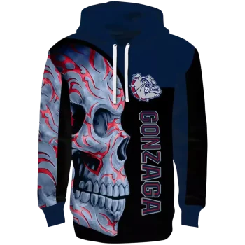 gonzaga bulldogs skull motif blue black hoodie best selling