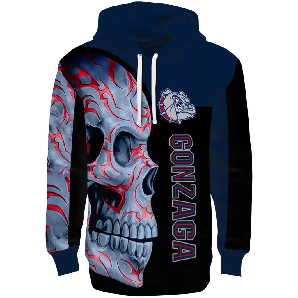 gonzaga bulldogs skull motif blue black hoodie best selling gonzaga bulldogs skull motif blue black hoodie best selling