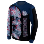 gonzaga bulldogs skull motif blue black hoodie best selling