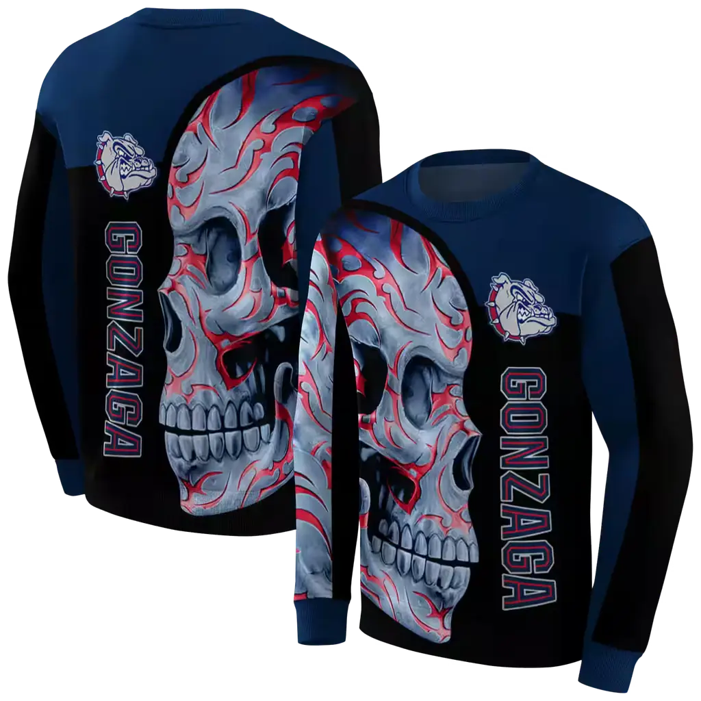 gonzaga bulldogs skull motif blue black hoodie premium grade gonzaga bulldogs skull motif blue black hoodie premium grade