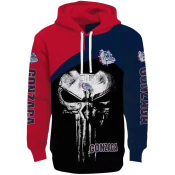 gonzaga bulldogs skull punisher red black hoodie best selling