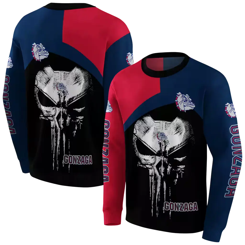 gonzaga bulldogs skull punisher red black hoodie premium grade gonzaga bulldogs skull punisher red black hoodie premium grade