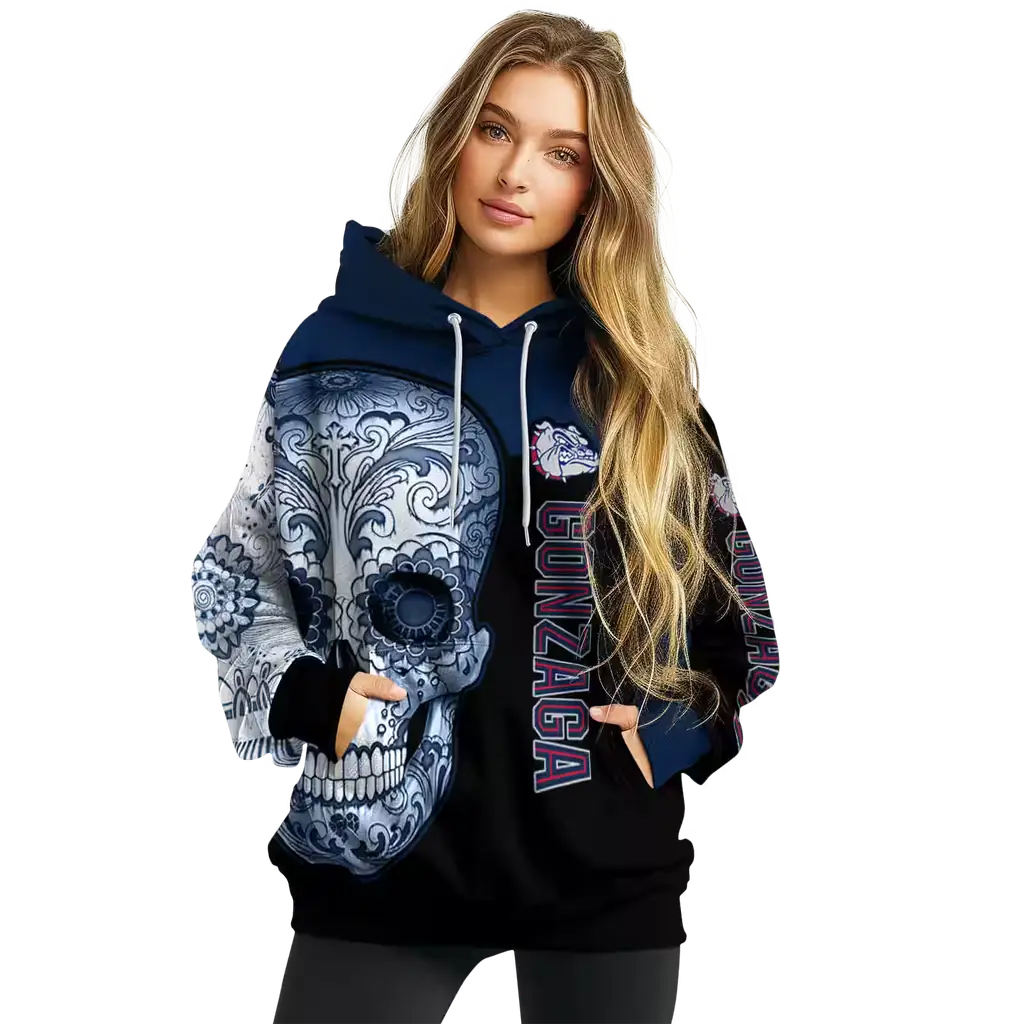 gonzaga bulldogs sugar skull blue black hoodie high quality gonzaga bulldogs sugar skull blue black hoodie high quality