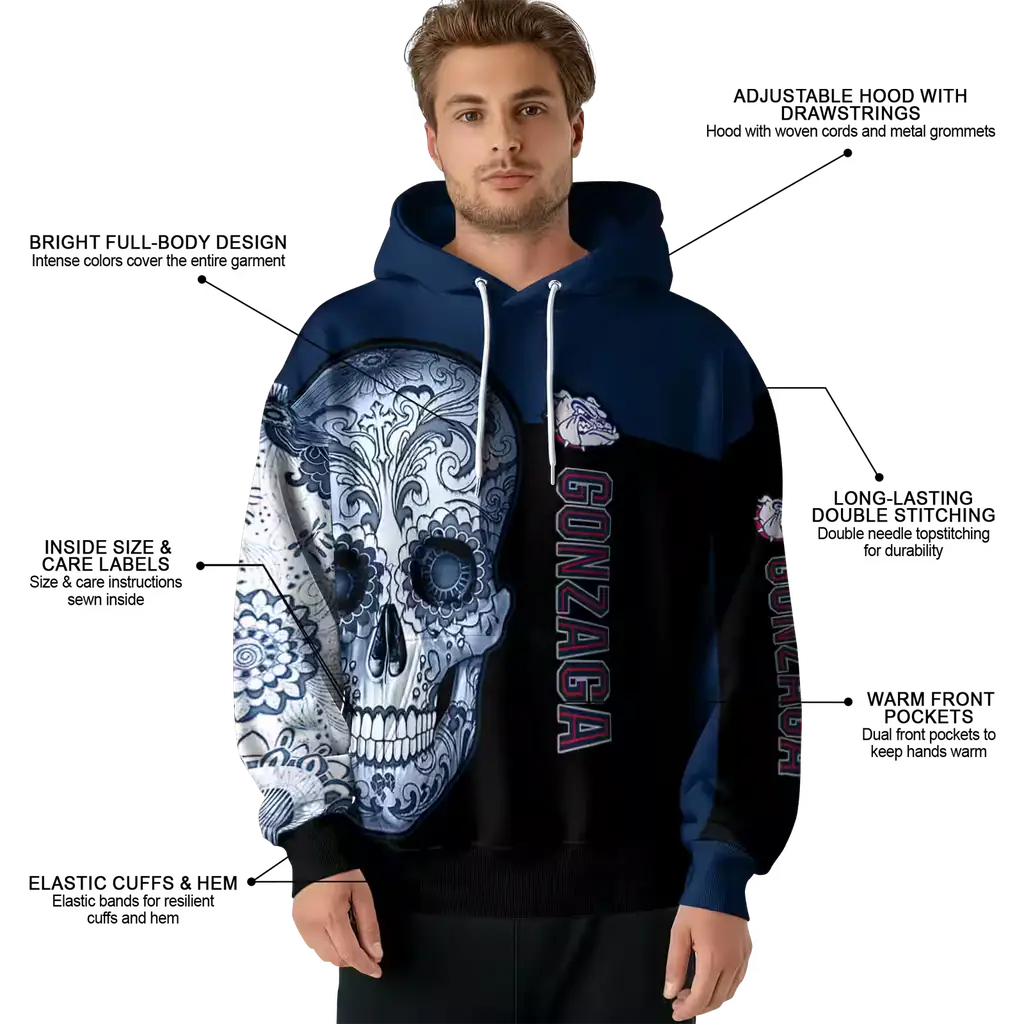 gonzaga bulldogs sugar skull blue black hoodie latest model gonzaga bulldogs sugar skull blue black hoodie latest model