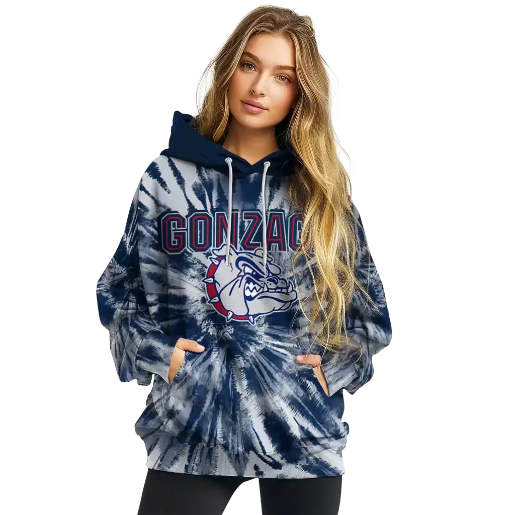 gonzaga bulldogs tie dye pattern blue hoodie high quality gonzaga bulldogs tie dye pattern blue hoodie high quality