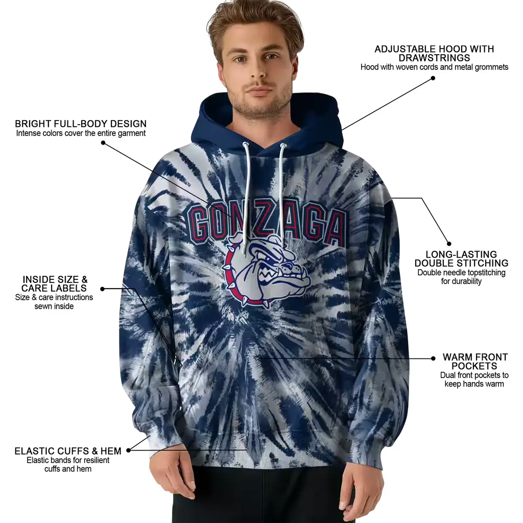gonzaga bulldogs tie dye pattern blue hoodie latest model gonzaga bulldogs tie dye pattern blue hoodie latest model