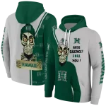 hawaii rainbow warriors achmed skull green hoodie best selling
