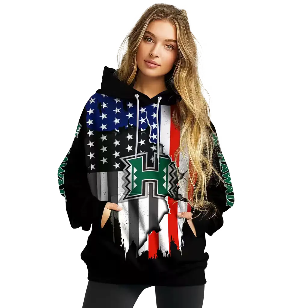 hawaii rainbow warriors american pride black hoodie high quality hawaii rainbow warriors american pride black hoodie high quality