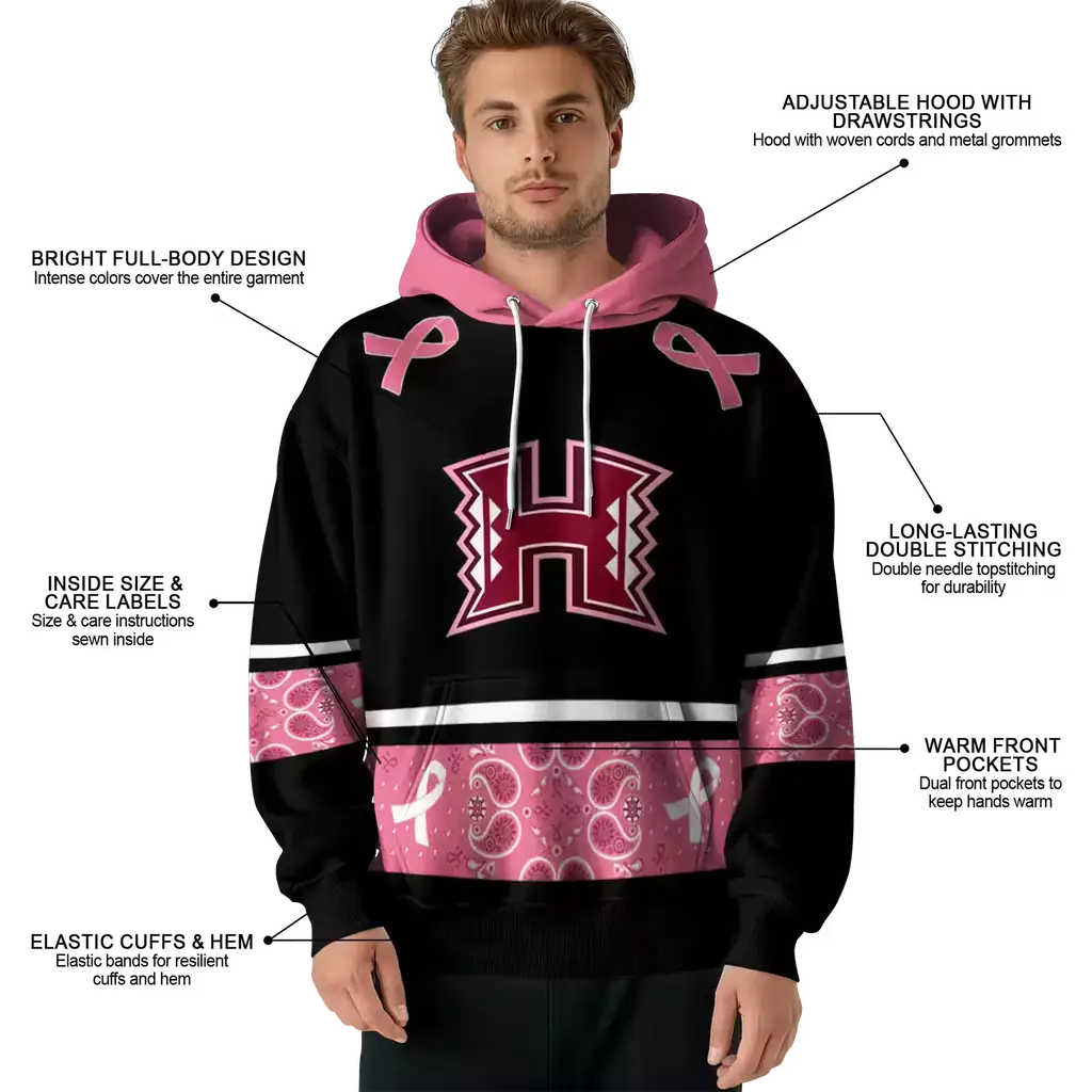 hawaii rainbow warriors awareness ribbon black pink hoodie latest model hawaii rainbow warriors awareness ribbon black pink hoodie latest model