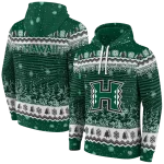 hawaii rainbow warriors christmas trees green hoodie best selling