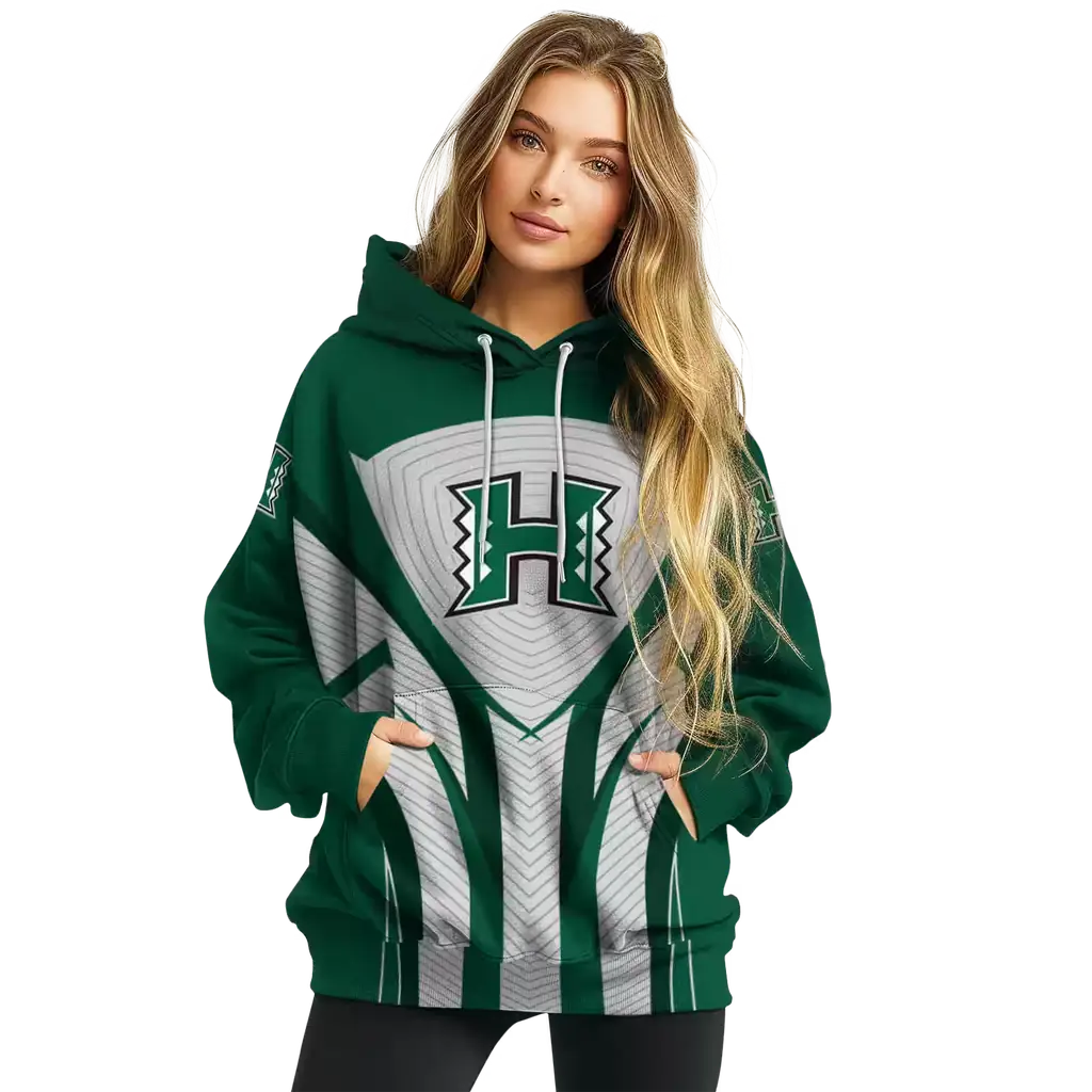 hawaii rainbow warriors concentric lines green black hoodie high quality hawaii rainbow warriors concentric lines green black hoodie high quality