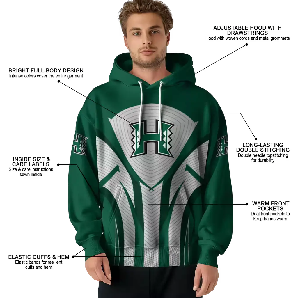 hawaii rainbow warriors concentric lines green black hoodie latest model hawaii rainbow warriors concentric lines green black hoodie latest model